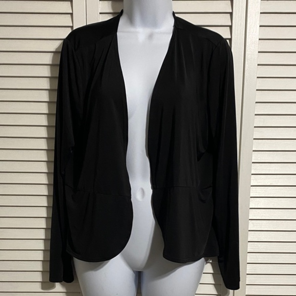 IMAN Elegant Black Open-Front Cardigan